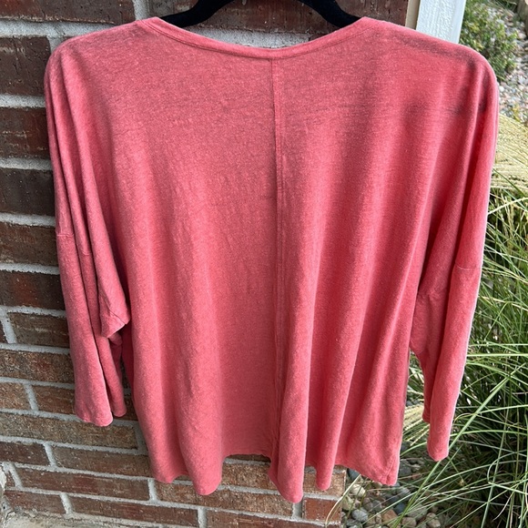 Eileen Fisher Linen Ladies XL (Petite or Regular) Asymmetrical Rose Pink Tunic - Picture 9 of 11